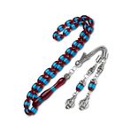 OTTOTESBİH Erkek 7x11mm Bordo Mavi Sürmeli Kokulu Toz Kehribar Tesbih