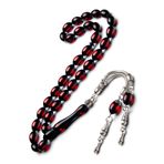 OTTOTESBİH Erkek Hediyelik 7x11mm Kırmızı Sürmeli Kokulu Toz Kehribar Tesbih