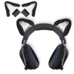 otuiaim Kitty Ears kulaklık için dekoratif, evrensel cosplay dekorasyonu, HypreX Cloud /Cloud II/Cloud Flight / Logi G vs. ile uyumlu, ayarlanabilir sabitleme kayışları ile kurulum, siyah