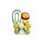 Oturan Aslan Adaçayi Yeşili Rakam Folyolu Yaş Balon Set, 0