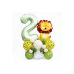 Oturan Aslan Adaçayi Yeşili Rakam Folyolu Yaş Balon Set, 2