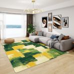 Oturma Odası için Çok Renkli Blok Halı Yeşil Sarı Minimalist Yıkanabilir Kaymaz Yumuşak Büyük Halı Desenli Alan Kilimleri ve Ev Dekoru 120x170 cm