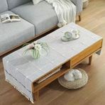 Oturma Odası için Dikdörtgen Keten Masa Örtüsü Basit Tasarım 65x180 cm (26x71 inç) Kahve Masasına Uygun Şık Ev Dekoru Yemek ve Etkinlikler için Mükemmel (Renk: C)