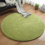Oturma Odası için Yüksek Yoğunluklu Yuvarlak Shaggy Halı Yumuşak ve Temizlemesi Kolay Su Emici Banyo Halısı Uzun Tüylü Halı Çim Yeşili 60 cm Çap.