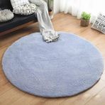 Oturma Odası için Yuvarlak Shaggy Halı Kolay Temizlenebilir Yüksek Emici Su Banyo Halısı Yumuşak ve Rahat Uzun Tüylü Halı Oturma Odası için Çim Yeşili Ø 60 cm.
