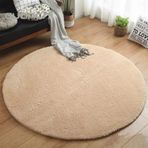 Oturma Odası için Yuvarlak Shaggy Halı Yumuşak ve Bakımı Kolay Su Emici Banyo Halısı Çim Yeşili Ø 60 cm