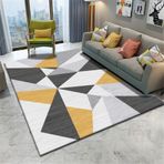 Oturma Odası ve Yatak Odası Dekoru için Modern Geometrik Gri ve Hardal Sarı Alan Halısı 50x80 cm