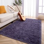 Oturma Odası ve Yatak Odası için Kabarık 5x8 Feet Parça Halı Peluş Shaggy Çocuk Odası Halısı Bulanık Ev Dekoru Gri ve Mor Renk Halı Erkek Kız ve Kolej Yurtları için İdeal