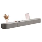 Oturma Odası ve Yatak Odası için Modern TV Sehpası Depolama Dolaplı Ahşap Eğlence Merkezi Açılır Kapılar Duvara Montaj Medya Konsolu Yüzer TV Rafları Gri Kaplama (180x24x20cm)