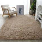Oturma Odası ve Yatak Odası için Yüksek Havlı Kabarık Bej Shaggy Halı Modern Tasarım 60x120 cm