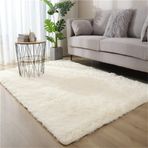 Oturma Odası ve Yatak Odası için Yüksek Tüylü Halı Yumuşak Kaymaz Kabarık Halı Modern Uzun Tüylü Halı Çocuk Odası için Beyaz 200 x 300 cm