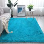 Oturma Odası, Yatak Odası, Çocuk Odası için Modern Mavi Uzun Kürklü Alan Kilimi Yumuşak Kabarık Tüylü Halı Erkek Kız Çocuk Odası İç Mekan Dekoru 160 x 230 cm
