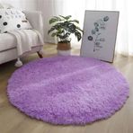 Oturma Odası Yatak Odası için Modern Kabarık Yuvarlak Halı Kaymaz Tüylü Halı Yemek Odası Ofis Banyo Koridor Mutfak için Uzun Tüylü 59,9 x 59,9 cm Bej