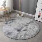 Oturma Odası Yatak Odası için Yumuşak ve Renkli Yuvarlak Shaggy Halı Açık Kahverengi 120 × 120 cm