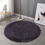Oturma Odası Yatak Odası için Yuvarlak Shaggy Halılar Yumuşak Uzun Tüylü Renkli Açık Kahverengi Halı 120 × 120 cm