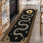 Oturma Odası Yıkanabilir Yolluk Halı 60 x 300 cm Gizemli Yırtıcı Hayvan Yılan Desenli Siyah Zemin Paspası Batı Retro Desenli Halı Kaymaz Yumuşak İç Mekan Halısı Mutfak Koridor Oyun Odası Girişi için.