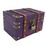 OUCRIY Vintage Ahşap Hazine Sandığı Kutusu, Antqiue Ahşap Takı Düzenleyici Kılıf Kilitli Menekşe 22 x 15 x 13 cm Saç Aksesuarları, Makyaj, Yüzükler vb. için
