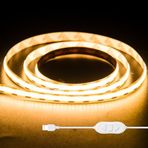 OULARA USB COB LED şerit, 5 V, sıcak beyaz, 2700 K, 1 m kısılabilir, 320 LED, TV arka plan aydınlatması, yatak odası, ayna için esnek bellek fonksiyonlu
