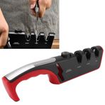 Oumefar knife sharpener black ergonomic multifunctional adjustable 3-stage kitchen tool red/black(red)