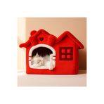 Oumo Villa Kedi Evi Peluş Kapalı Kedi Yatağı Minderli Katlanır Kedi Evi L Boy