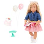 Our Generation - Emily - 46 cm Bebek - Sarı saçlı ve yeşil gözlü - Doğum günü pastası ve parti aksesuarı - Oyun oyunu - 3 yaş ve üzeri