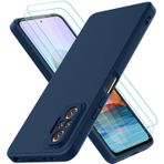Oureidoo Xiaomi Redmi Note 10 Pro ile uyumlu kılıf, 3 adet kırılmaz cam koruyucu folyo, cep telefonu kılıfı, Xiaomi Redmi Note 10 Pro için silikon kauçuk, mavi cep telefonu kılıfı