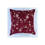 oushak Çiçek Desenli Yastık Kılıfı Çift Taraflı Goblen Kumaş Kapalı Fermuarlı Kırlent 40x40 Bordo-40 x 40