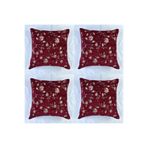 oushak Çiçek Desenli Yastık Kılıfı Çift Taraflı Goblen Kumaş Kapalı Fermuarlı Kırlent 4'lü 40x40 Bordo-40 x 40