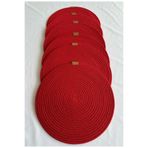 oushak Yuvarlak Amerikan Servis Sofra Altlığı, Masa Dekoru Supla Kırmızı 33cm 6lı Kırmızı-33 x 33