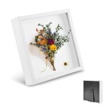 OUTALIZ Doldurulabilir resim çerçevesi, nesne çerçevesi, derin 3 cm, doldurmak için derin resim çerçevesi, 20 x 20 cm, şeffaf akrilik plakalı, nesneler, çiçekler, düğün buketi için 3D çerçeve, beyaz