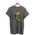 Outdoor Bot ve Dağ Patika Yol Kamp Gezgin Baskılı %100 Pamuk Regular Fit Bisiklet Yaka T-Shirt - Gri