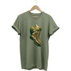Outdoor Bot ve Dağ Patika Yol Kamp Gezgin Baskılı %100 Pamuk Regular Fit Bisiklet Yaka T-Shirt - Haki