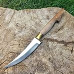 OUTDOOR DÖVME ÇELİK KAMP BIÇAĞI CEVİZ SAPLI TRAİLİNG POİNT%100 EL İŞÇİLİĞİ + DERİ KILIF