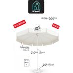 Outdoor Havuz Bahçe 2 Metre 10 Telli Krem Şemsiye + Bidon