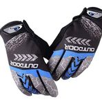Outdoor Mtb Mevsimlik Tam Parmak Bisiklet Eldiveni Large Rüzgar Geçirmez Eldiven MAVİ