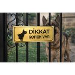 Outdoor One Dikkat Köpek Var Gold Metal Kapı Levhası 7X20 cm – Bahçe & Villa Girişi