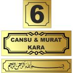Outdoor One Kişiye Özel Metal Kapı İsimliği ve Numara | Delmesiz Montaj | Kutulu BESMELE GOLD - 116-Gold