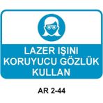 Outdoor One Lazer Işını Koruyucu Gözlük Kullan Kadın Figürlü Iş Güvenliği Uyarı Levhası 1 Adet Pvc 21 x 29CM