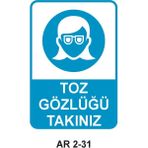 Outdoor One Toz Gözlüğü Kullan Kadın Figürlü Iş Güvenliği Uyarı Levhası 1 Adet Pvc 21 x 29CM