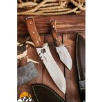 Outdoor Piknik Bıçak 2 Li Set Kamp Bıçağı Çakısı Şef Bıçağı Kılıflı El Yapımı (Ceviz Ağacı Sap)