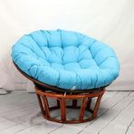 Outdoor Rattan Yumurta Sandalye Minderi Gök Mavisi Döner Koltuk Minderi Dolgulu Yuvarlak Kapitone 70 x 70 cm