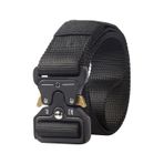Outdoor Taktik Kemer - Metal Toka - Siyah - 120cm Altın