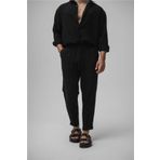OUTFİT MAN Erkek Keten Basic Boyfriend Pantolon Siyah