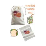Outlet Çarşım Yemek Sandwich Kesesi Çanta İçi Organizer Ham Bez Kawaii Baskılı Beslenme Ofis Okul Piknik