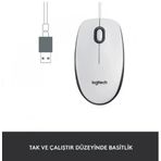 (Outlet) Logitech M100 Kablolu 1.000 Dpi Usb Optik Mouse - Beyaz Teşhir
