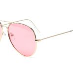 Outray Sürüş için Gece Görüşü Polarize Havacı Güneş Gözlüğü, Altın Çerçeve/Pembe Lens