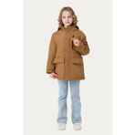 Outriverkids Kız Çocuk Mürdüm İçi Kürklü Su ve Rüzgar Geçirmez Kapüşonlu 3 Cep Kışlık Mont & Kaban & Parka