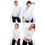 Ouz Fashion Kadın Şal Detay Hakim Yaka Şifon Gömlek - 0002 - Beyaz - 36
