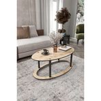 Oval 2 Katlı Ahşap Orta Sehpa Modern Oturma Odası ve Salon İçin Dekoratif Şık Tasarım Kullanışlı Dayanıklı Orta Masa (Meşe)