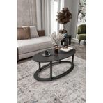 Oval 2 Katlı Ahşap Orta Sehpa Modern Oturma Odası ve Salon İçin Dekoratif Şık Tasarım Kullanışlı Dayanıklı Orta Masa (Siyah)